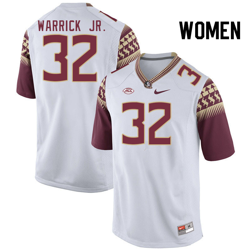 Women #32 Peter Warrick Jr. Florida State Seminoles College Football Jerseys Stitched Sale-White - Click Image to Close